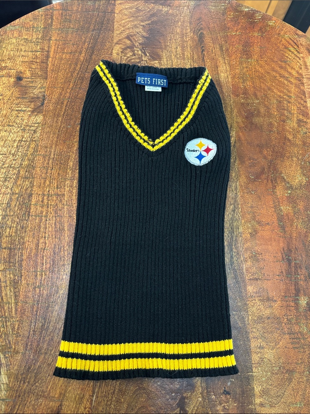 Pets First Black & Yellow Knit Dog Vest with Team Patch - Picture 2 of 5